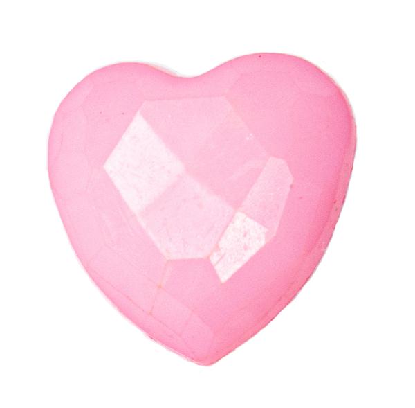 Kids button as heart out plastic in pink 14 mm 0,55 inch